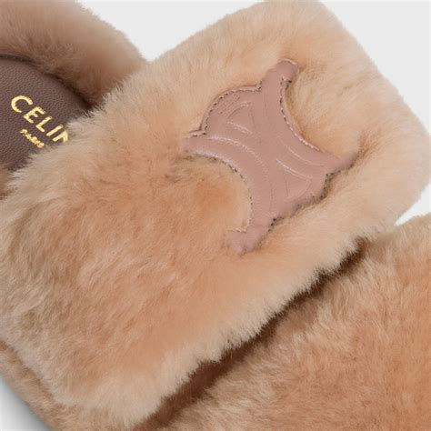 celine shearling fur slides.